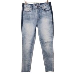 Seven7 Women's Mid Rise Skinny Ankle Stretch Light Washed Striped Jeans Size 10